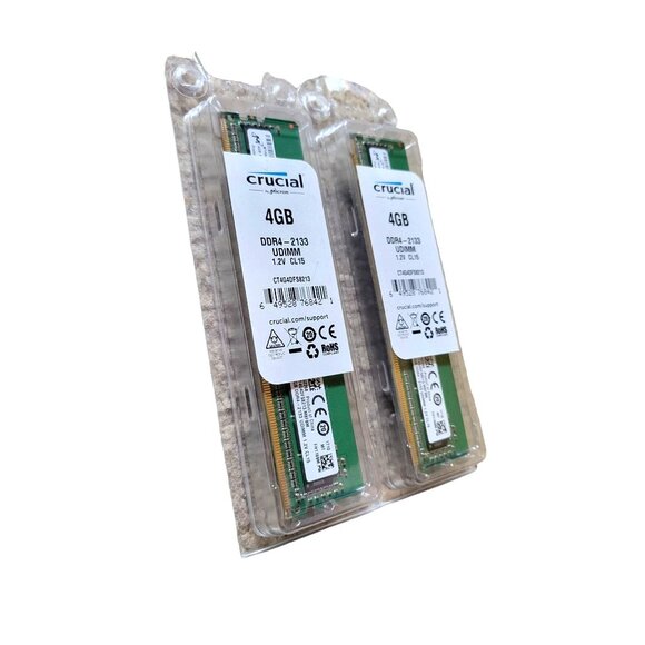 2-Pack Crucial 4GB Single DDR4 2133 MT/s (PC4-17000) SR x8 Unbuffered DIMM - Picture 2 of 6